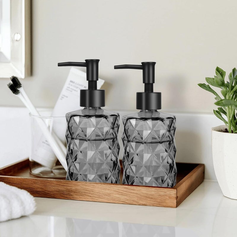 Ulable 11oz Glass Soap Dispenser with Plastic Pump, Clear Black Bathroom Soap Dispenser for Hand Wash & Dish Wash, Elegant Dispenser for Dishwashing Liquid, Lotion, Shower Gel, Essential Oil - Image 4